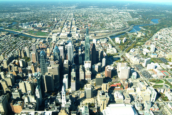 Arial shot of Philadelphia